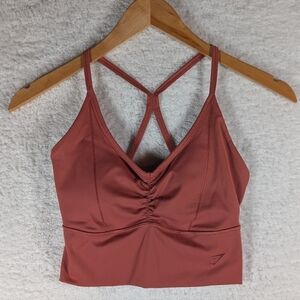 522-Gymshark Rust Sports‎ Bra with Strappy Back Padded